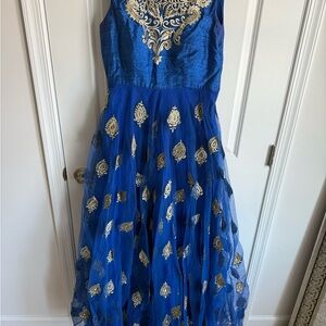 Elegant Blue Embroidered Gown